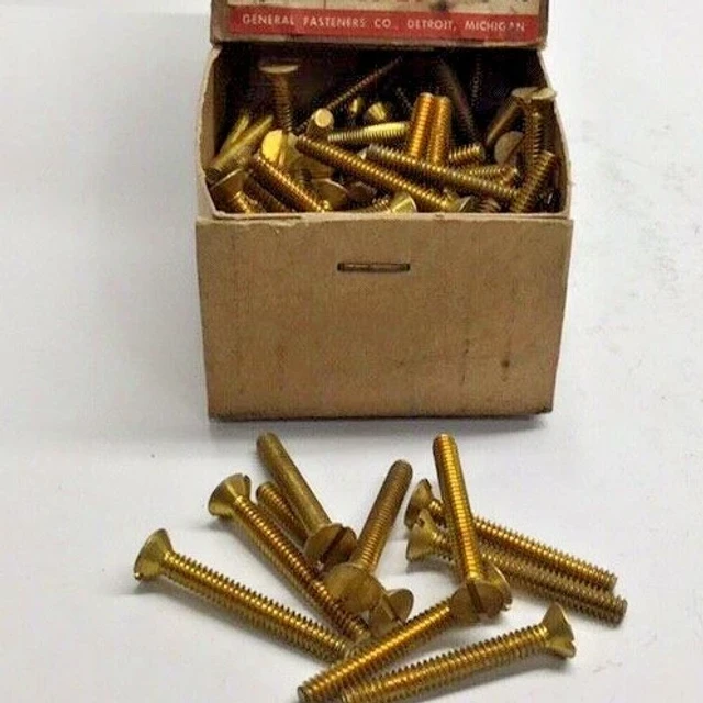 General Fastener 10-24 x 1-1/2 Brass Flat Head Slotted Machine Screw(Pack of 95)