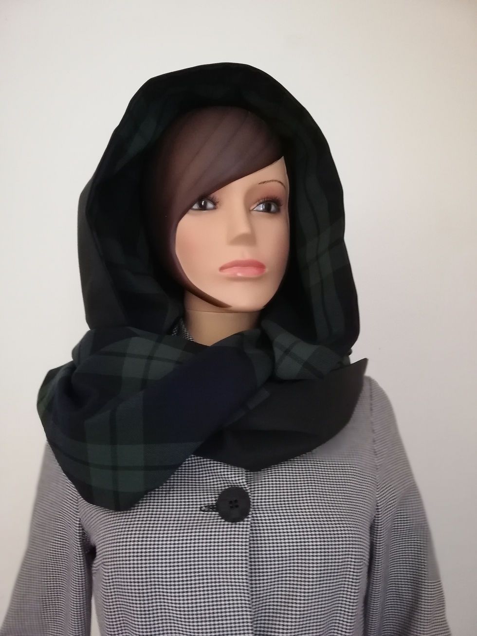 Accessoire de mode, capuche écharpe imperméable, capuche écharpe en tartan de laine écossais, capuche pour femme, cadeau pour elle