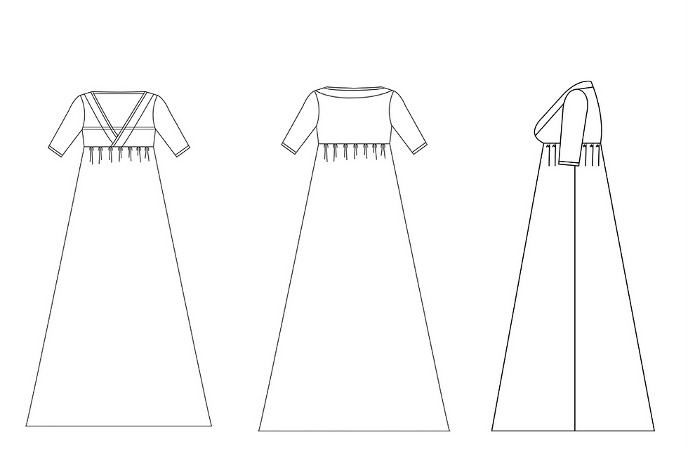 dessin de style vectorisé de la robe Alice ZAWANN