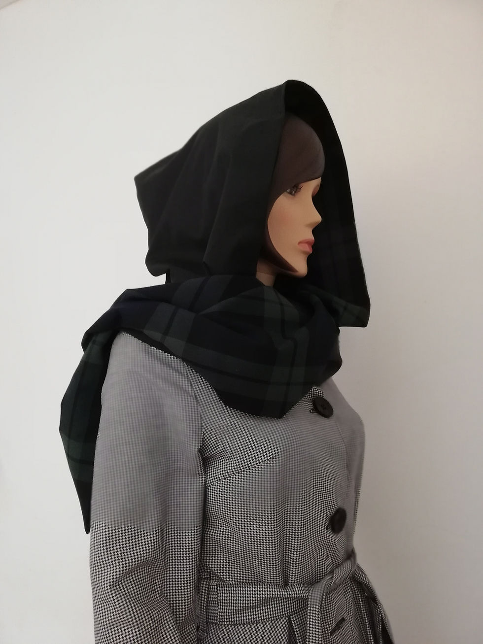 Accessoire de mode, capuche écharpe imperméable, capuche écharpe en tartan de laine écossais, capuche pour femme, cadeau pour elle