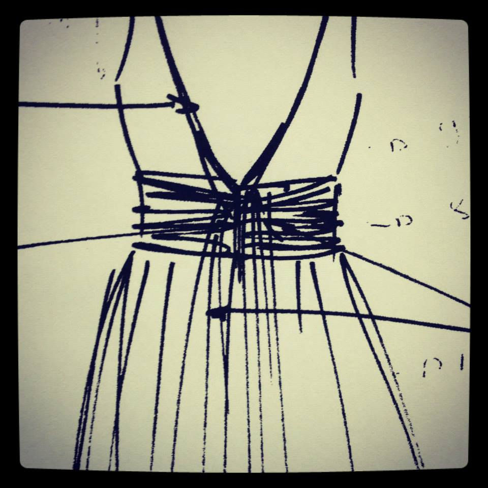 exemple de croquis qu'on m'a transmis pour la réalisation d'une robe