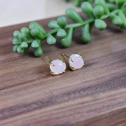 Rose Quartz Stud Earrings