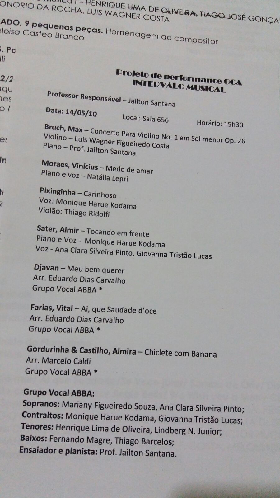 Primeiro programa que o grupo participa