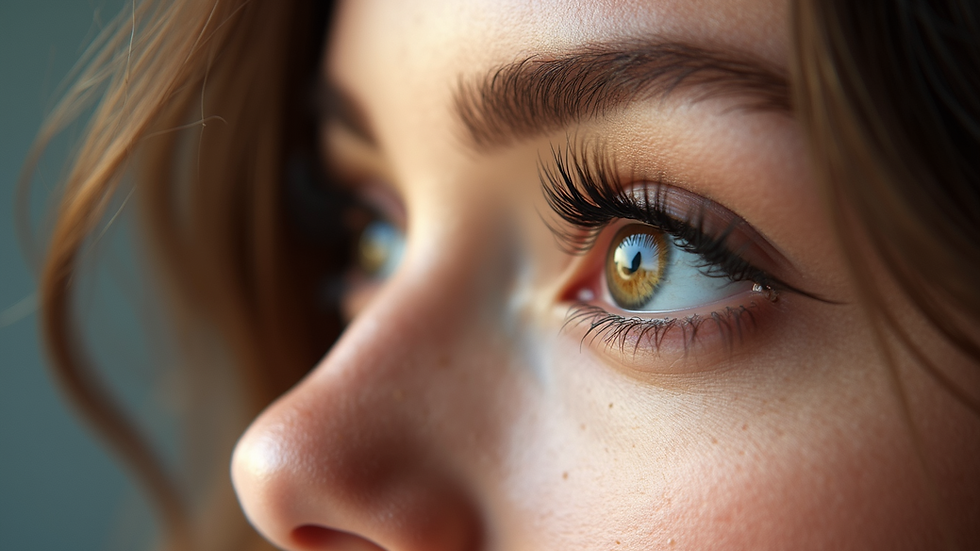 Close-up view of a woman with beautifully lifted lashes
