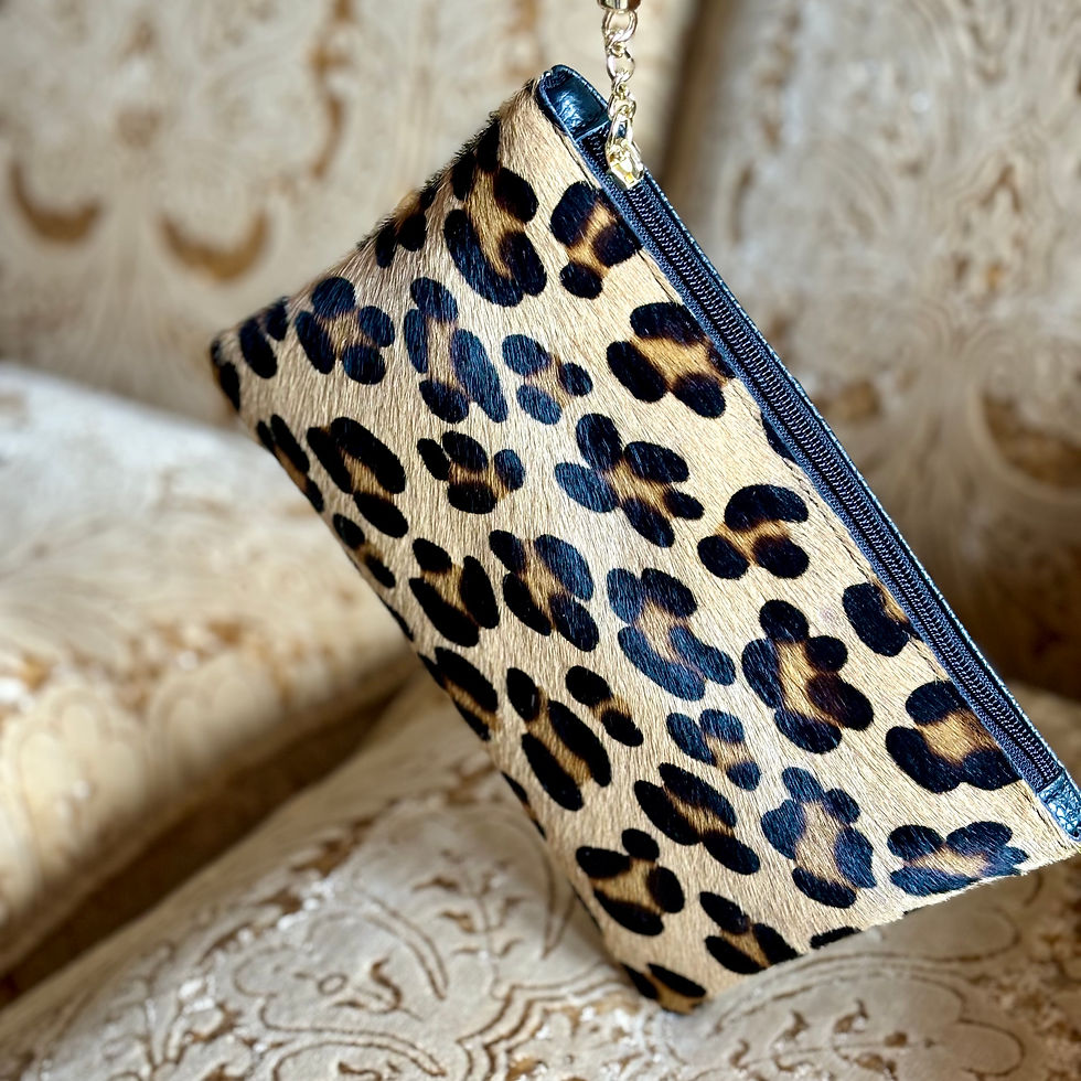 Miniatura: Pochette in cavallino maculato e vera pelle Made in Italy