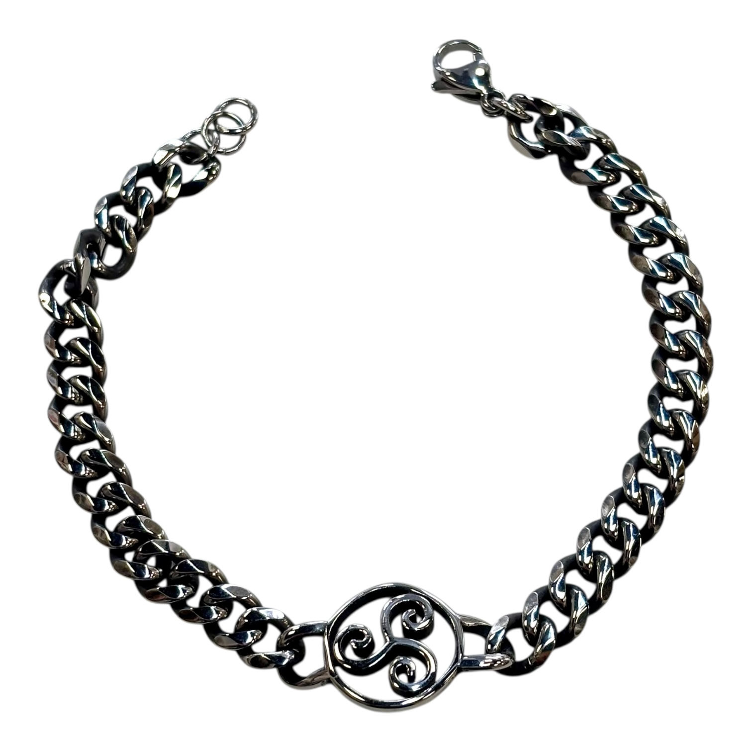 Bracciale a Catena in Acciaio con Simbolo Celtico Triskell