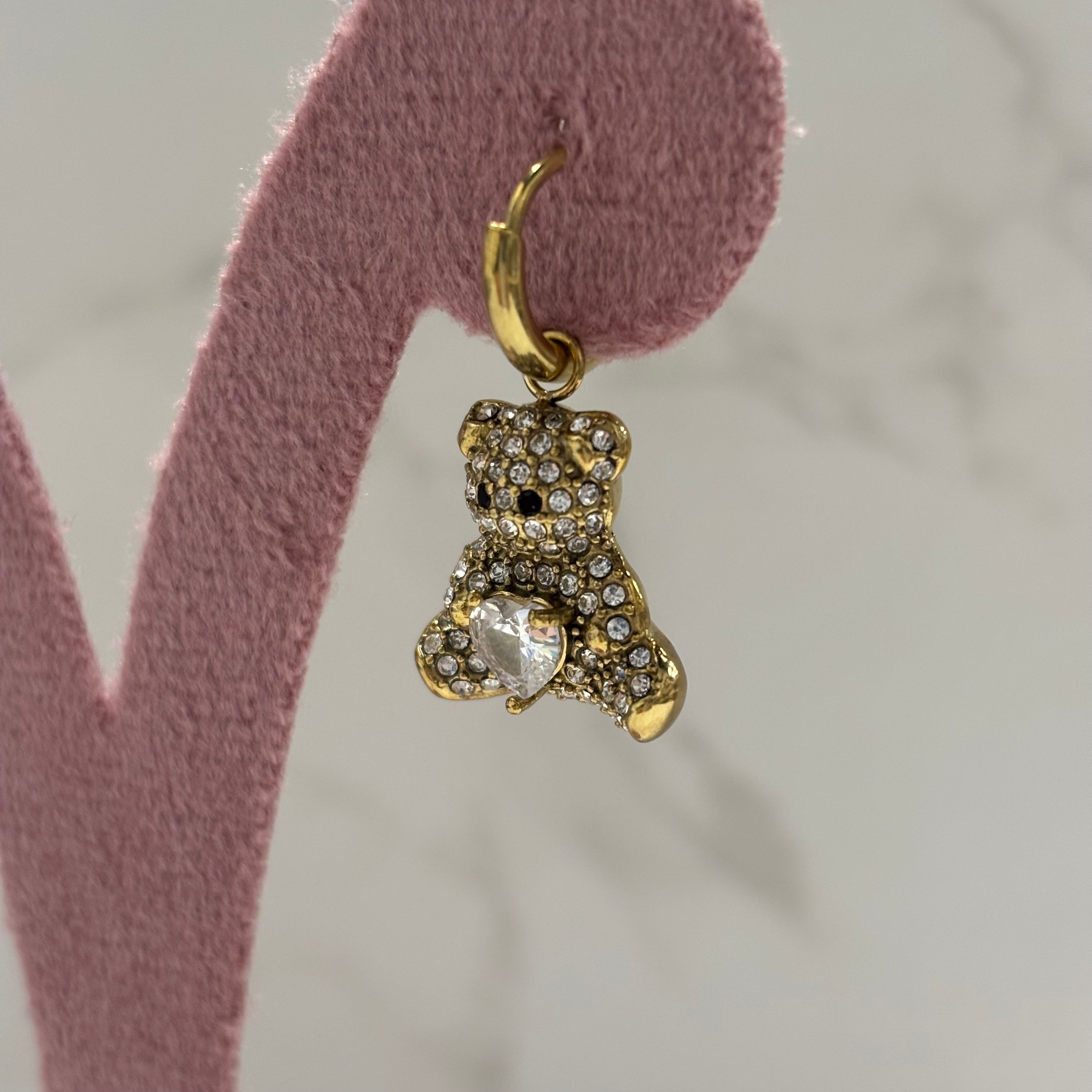 Orecchino Teddy Strass con cuore