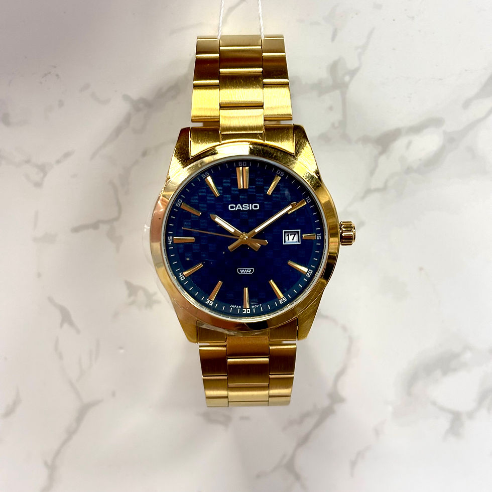 Miniatura: Casio Dorato con Quadrante a Scacchi Blu Mod. MTP-VD03G