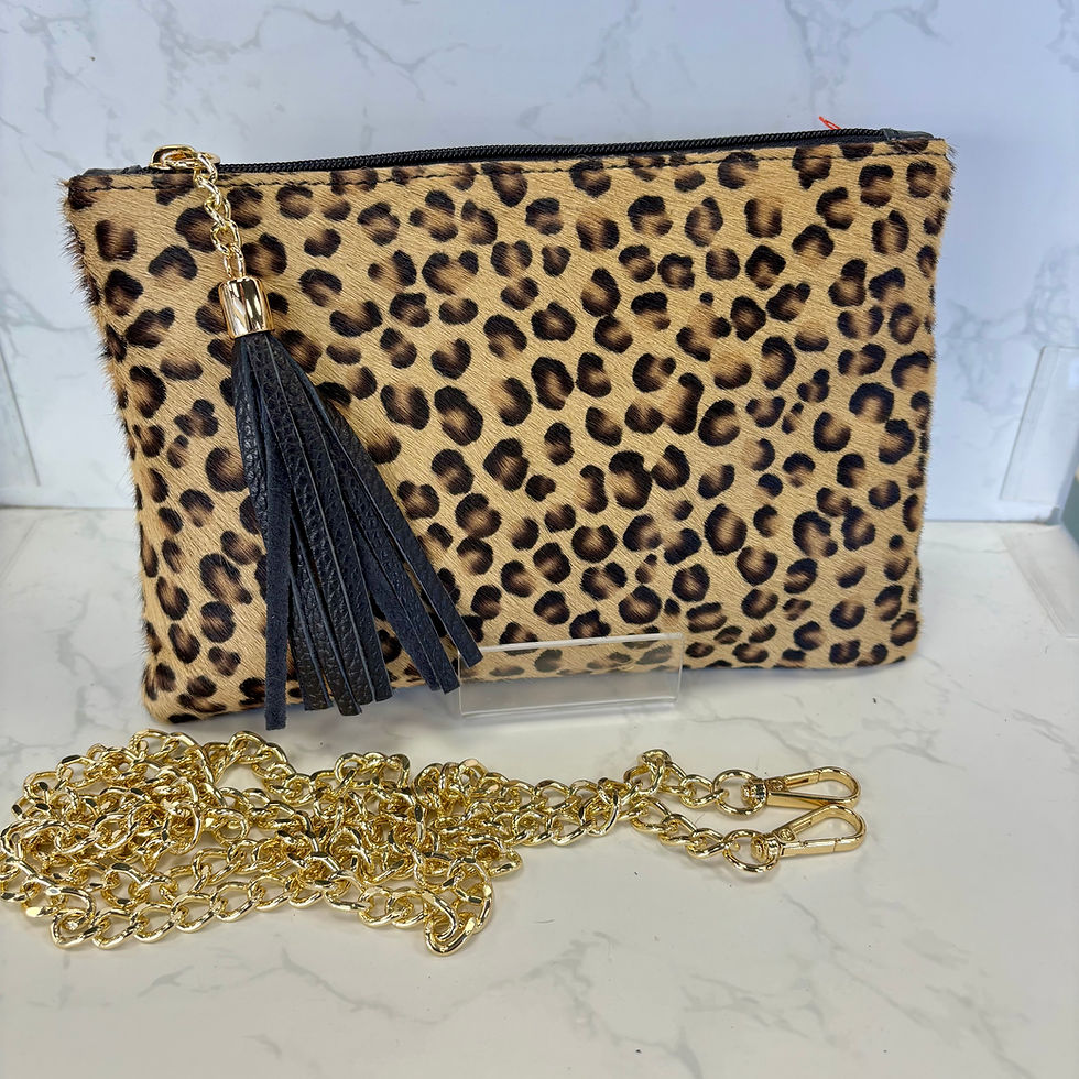 Pochette in cavallino Leopard e vera pelle Made in Italy