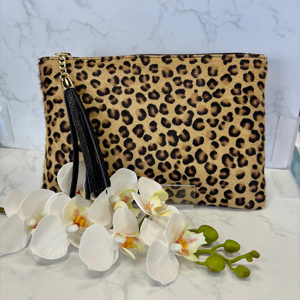 Pochette in cavallino Leopard e vera pelle Made in Italy