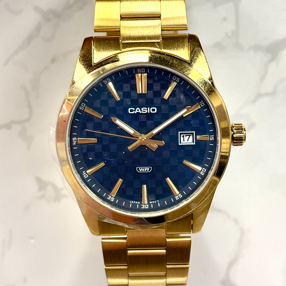 Casio Dorato con Quadrante a Scacchi Blu Mod. MTP-VD03G
