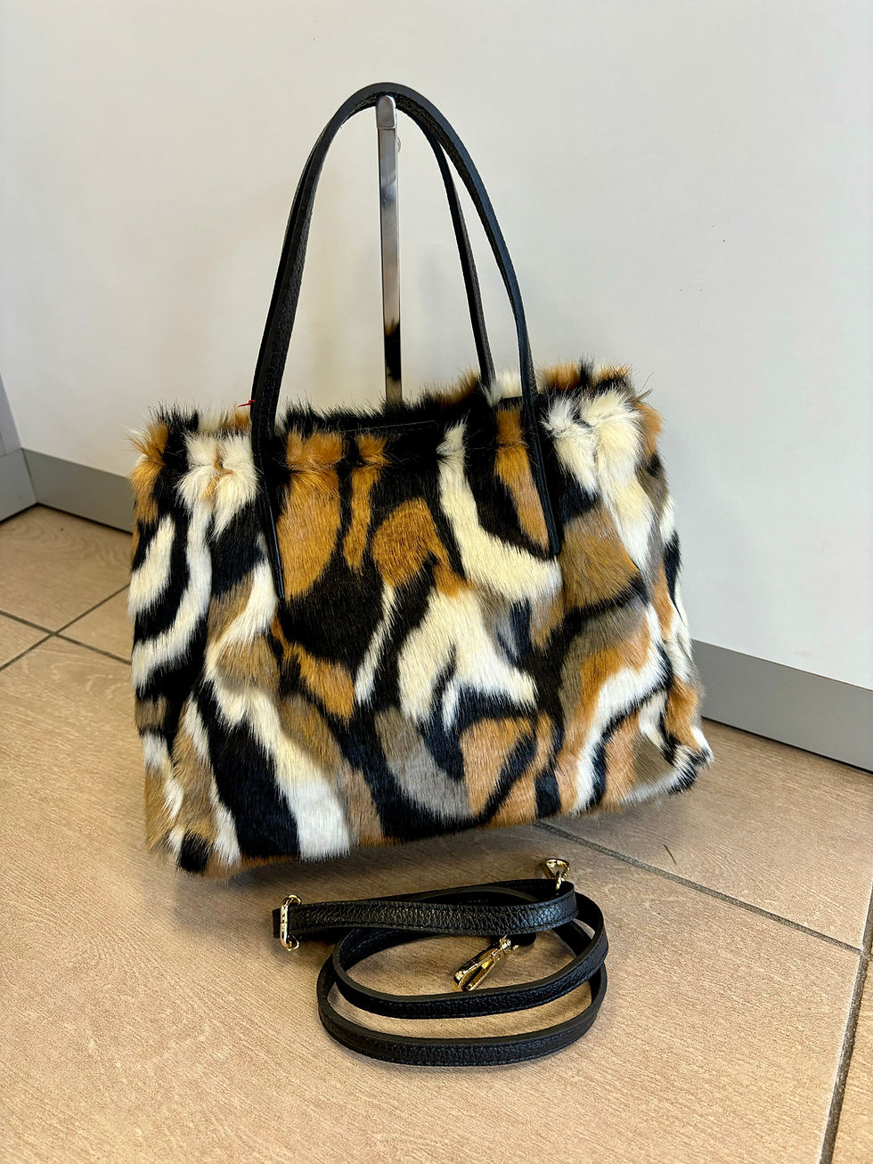 Borsa Piccola con tracolla regolabile in eco-pelliccia, inserti in pelle