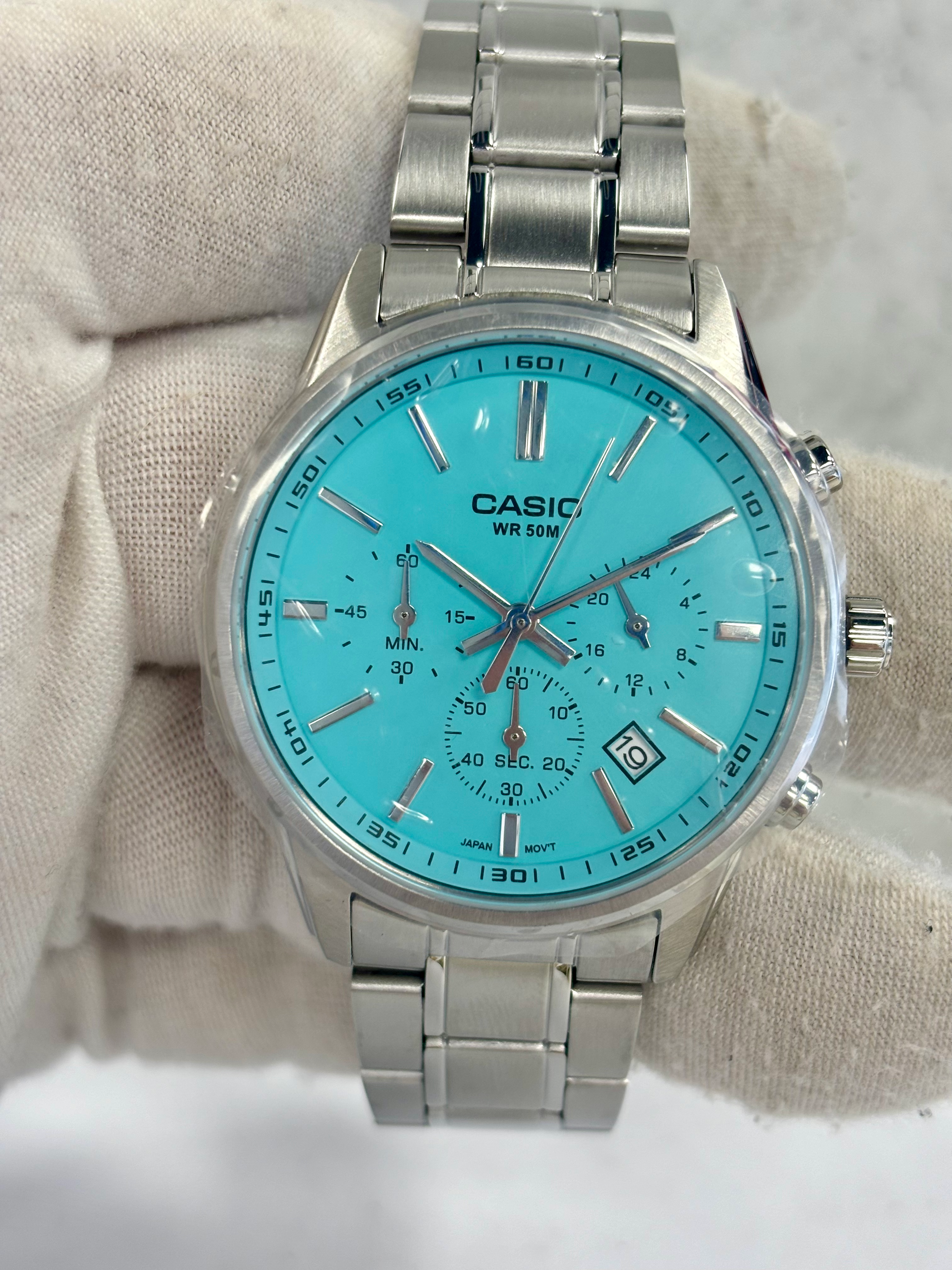 Orologio cronografo Casio in acciaio per uomo Mod. MTP-E515D-2A2