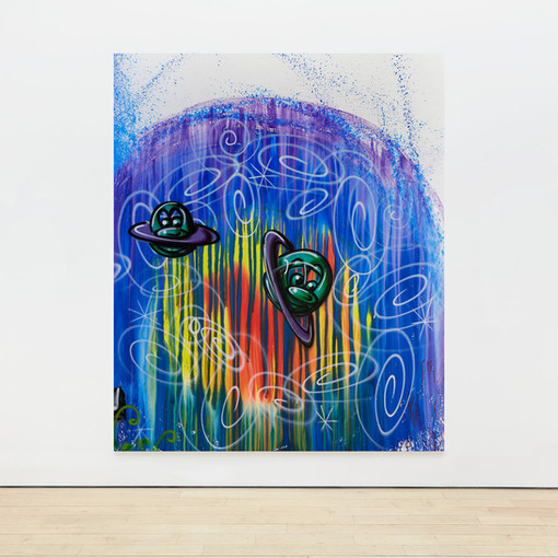 Kenny Scharf Evolution Revolution V, 2023 Acrylic and enamel on canvas 96 x 81 inches 244 x 206 centimeters