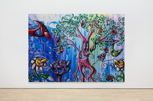 Kenny Scharf Evolution Revolution II, 2023 Acrylic and enamel on canvas 96 x 134 inches 244 x 340.4 centimeters