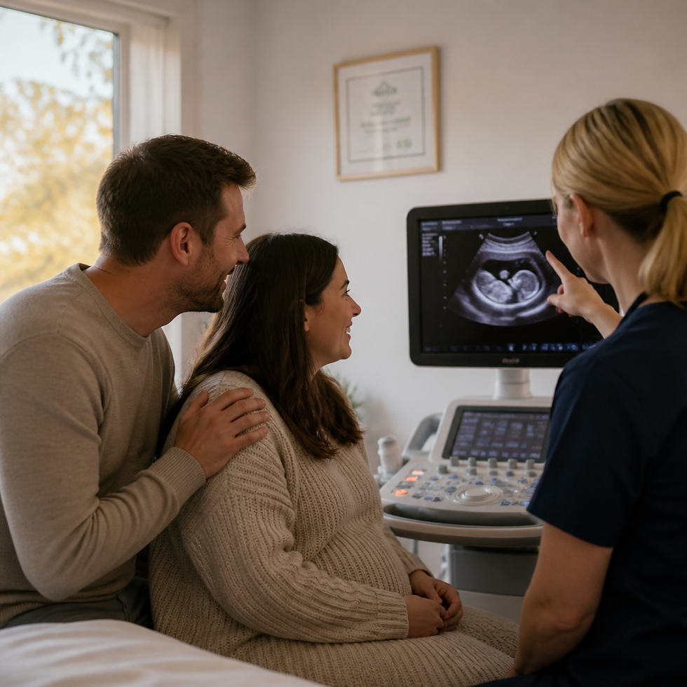 Eye-level view of ultrasound machine in a calm clinic room