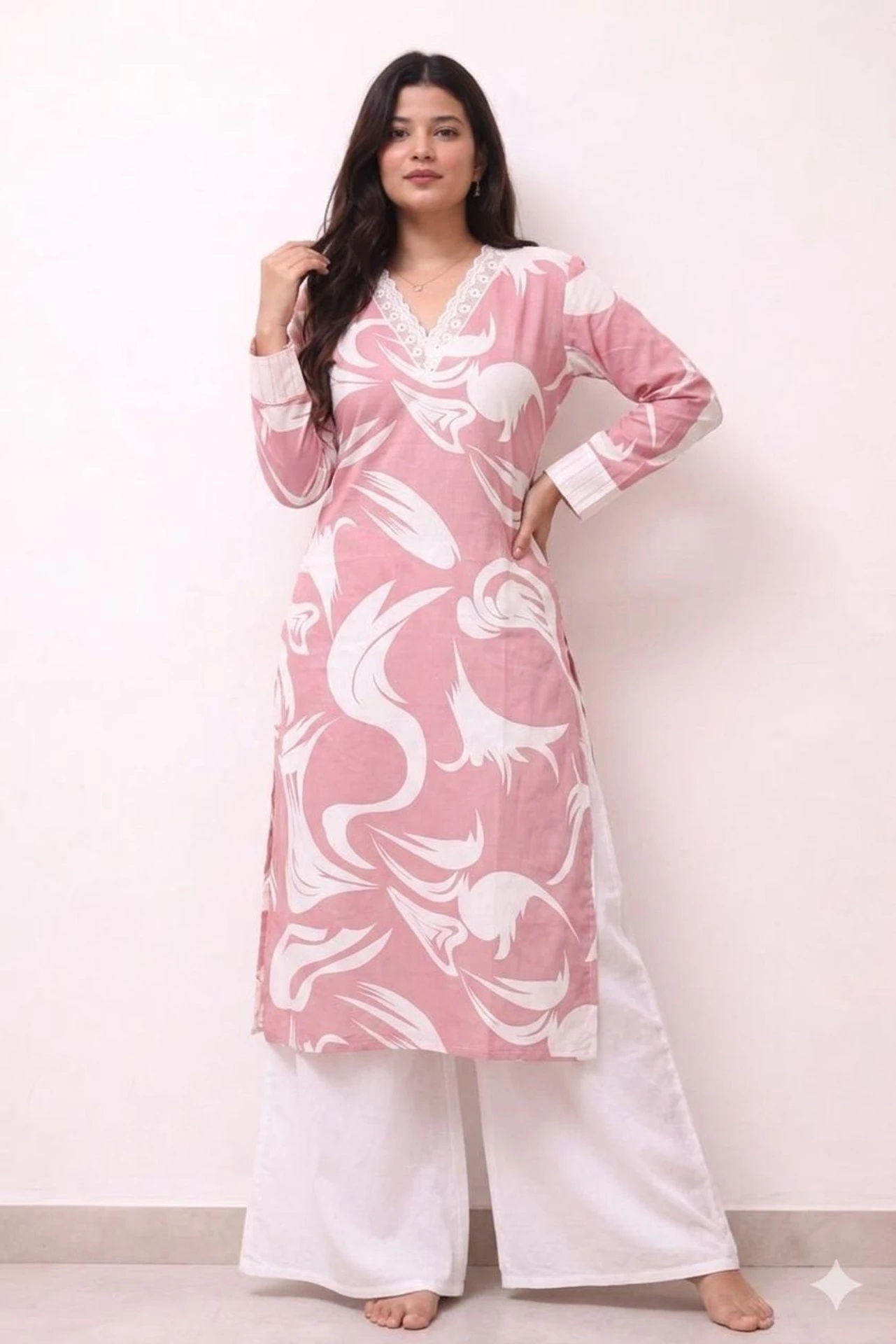 SUBHAN CLOTHING Women Khadi Cotton Kurta Palazzo Set ₹330.00