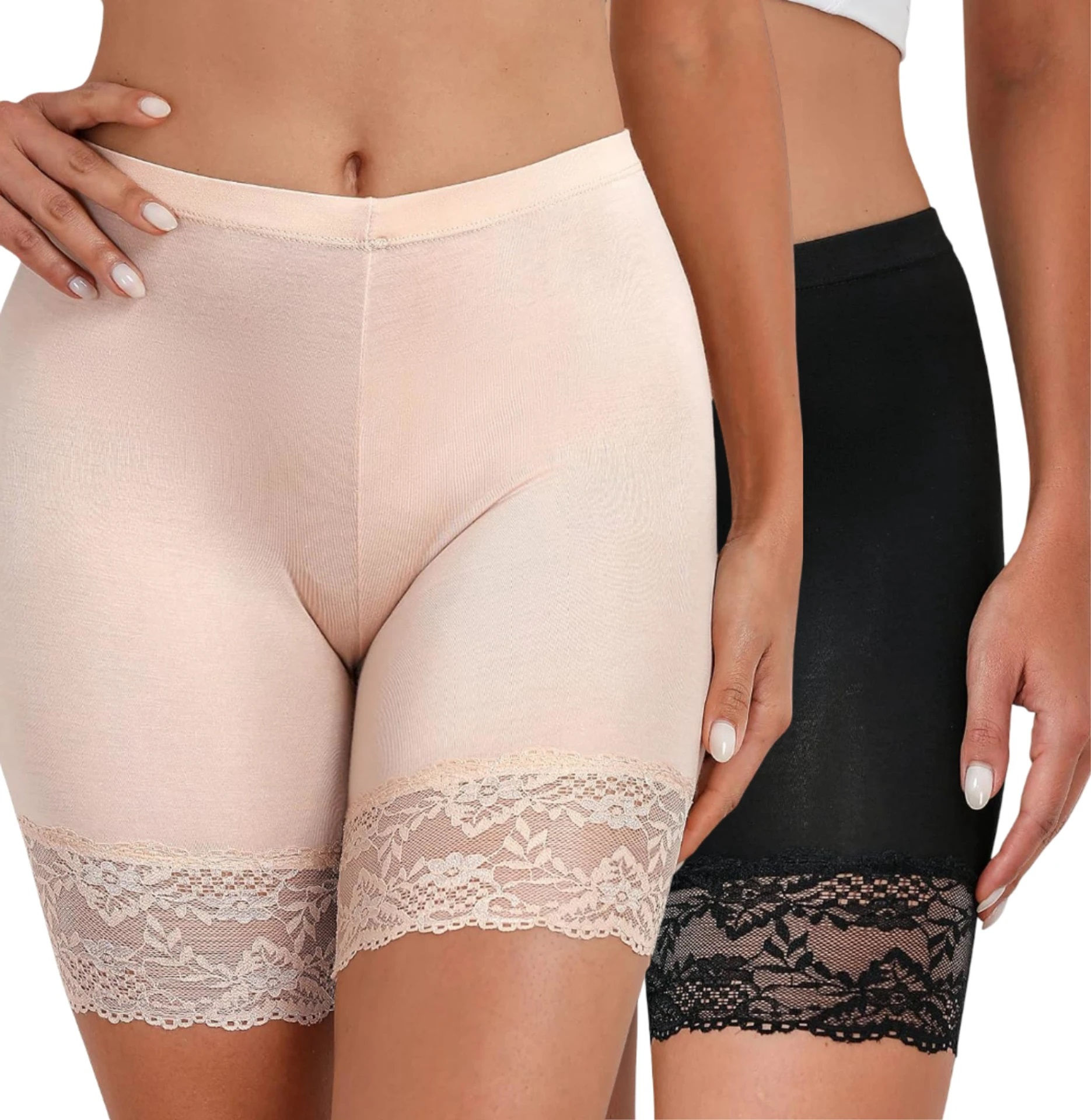 MORDLANKA Pack of 2 Solid Women, Girls Beige, Black Regular Shorts
