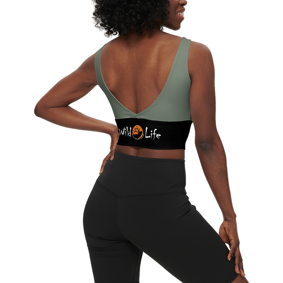 Thumbnail: Women’s Longline V-Shape-Back Buck Sports Bra-Butter Soft Texture Green Ash