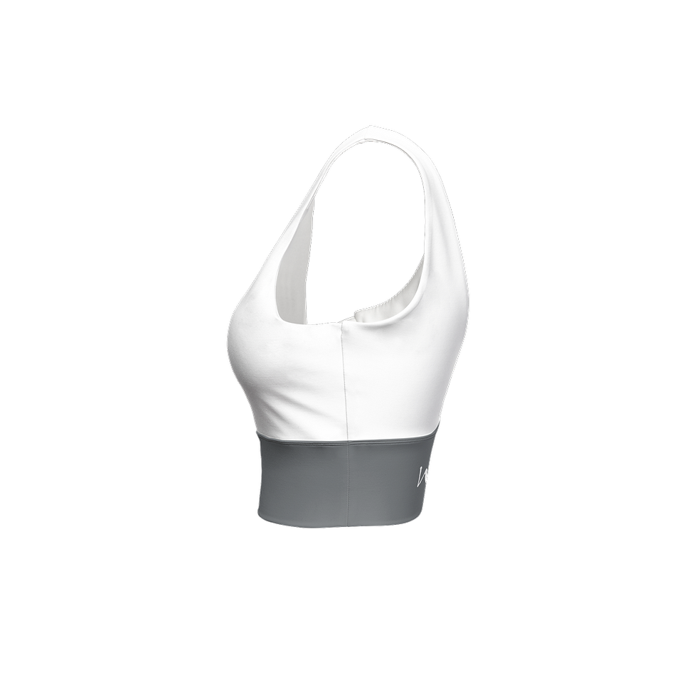 Thumbnail: Women’s Longline V-Shape-Back Buck Sports Bra-Butter Soft Texture White