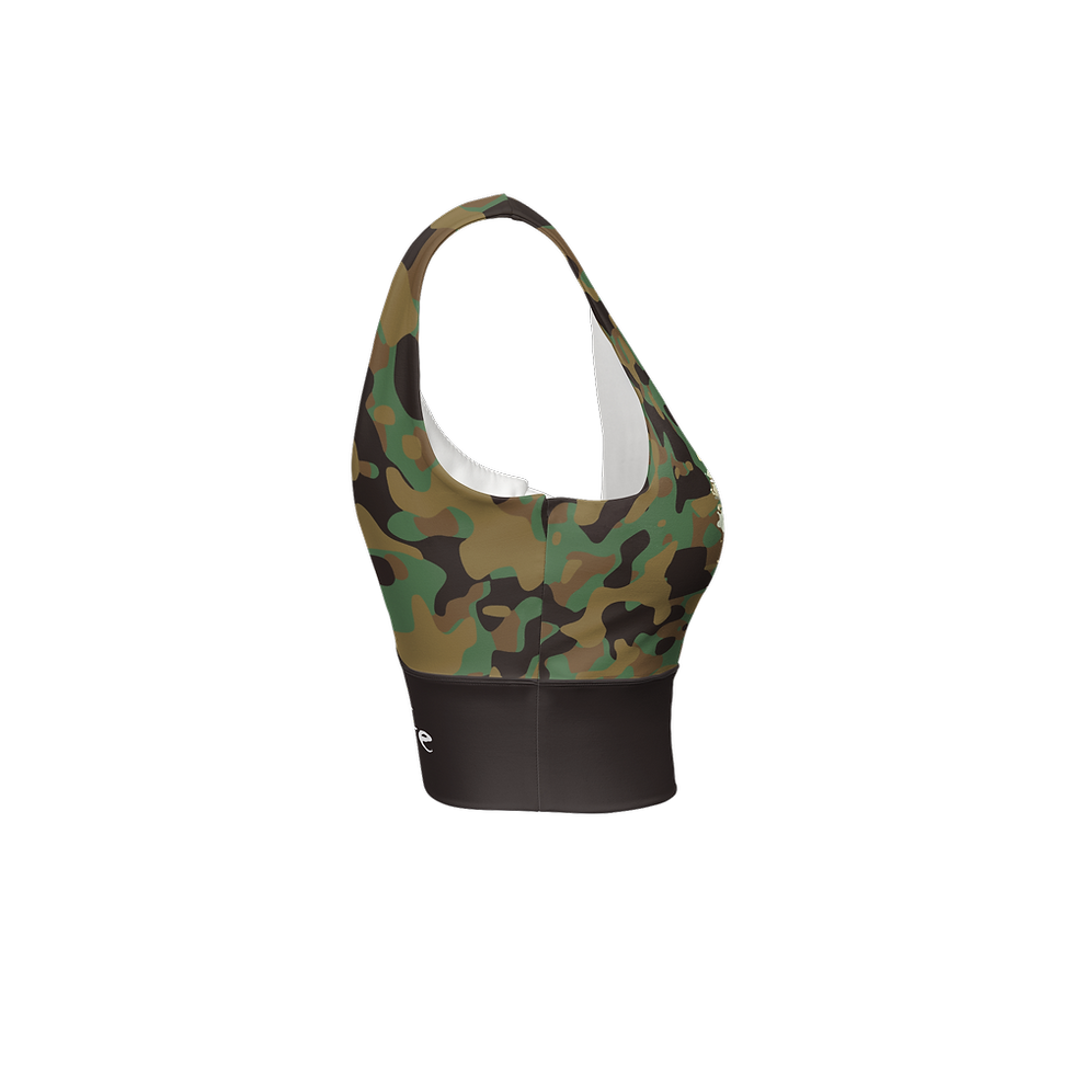 Thumbnail: Women’s Longline V-Shape-Back Gator Sports Bra-Butter Soft Texture Camo