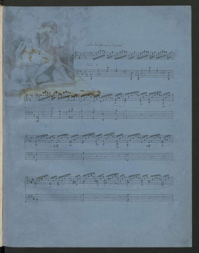 Manuscript of Fanny Hensel’s “September” with illustration by Willhelm Hensel