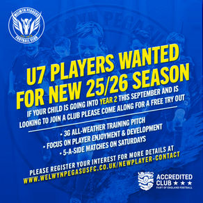 📣 Calling all U7s footballers!Does your child love football? ⚽️