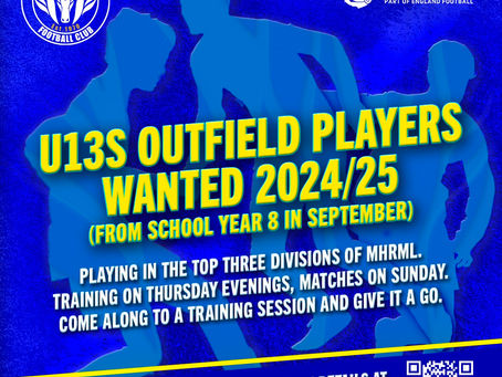 👉⚽️📢 OUTFIELD PLAYERS WANTED FOR U13s 2024/25! ⚽️📢