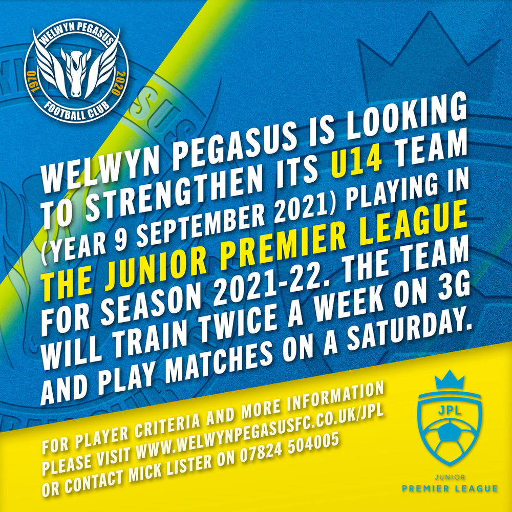 Players Wanted for Pegasus U14 Junior Premier League team