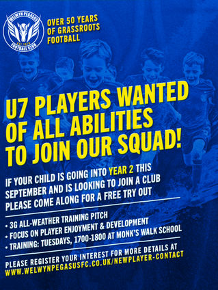 U7s PLAYERS WANTED