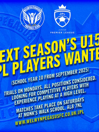 ⚽️ U15s JPL Players Wanted! ⚽️