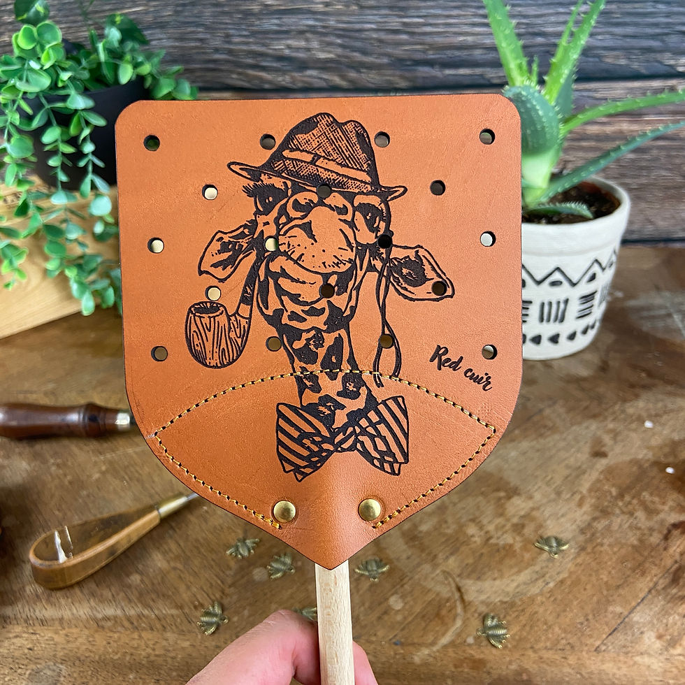 Miniature : Tapette à mouches en cuir artisanale –  Girafes