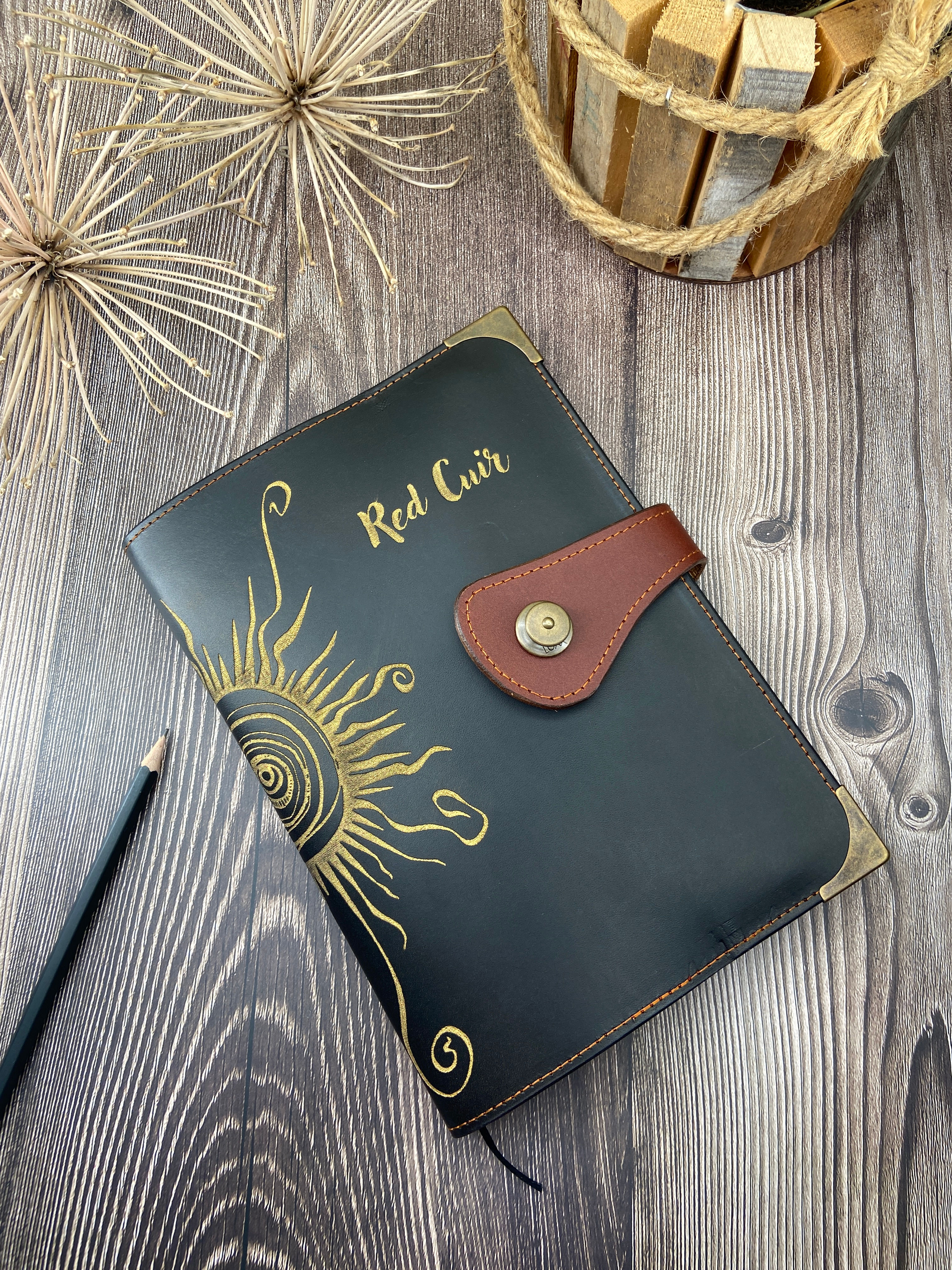 Carnet de note en Cuir  " Noir et Dorure "