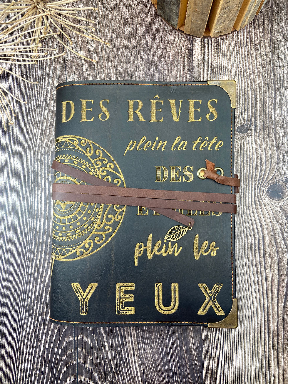Miniature : Carnet de Voyage en Cuir "Noir et dorure"