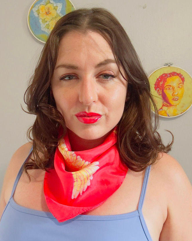 Thumbnail: Yellow Finch Square Silk Scarf