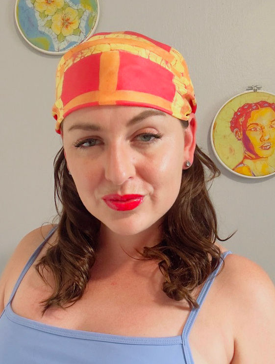 Thumbnail: Fireberry Striped Square Silk Scarf