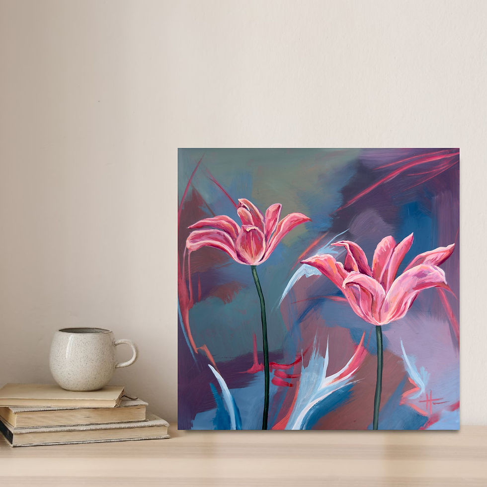 Thumbnail: Ballerina Tulips Original Oil Painting