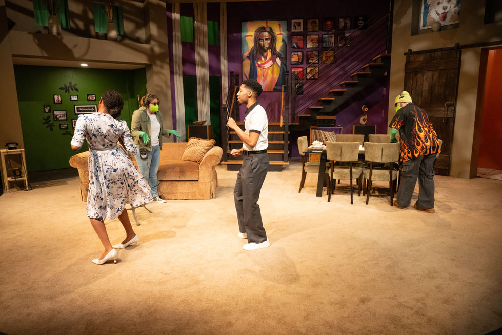 Frasier Family and White Observers on set