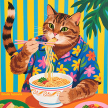 24ラーメンを食べる猫