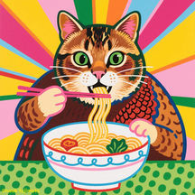 25ラーメンを食べる猫しん