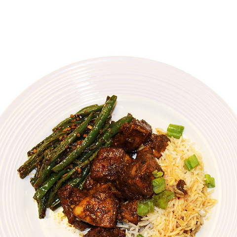 Balsamic Chicken with Basmati Rice and Green Beans Healthy Meal Prepared Meal Prep Fit Food Healthier Choice