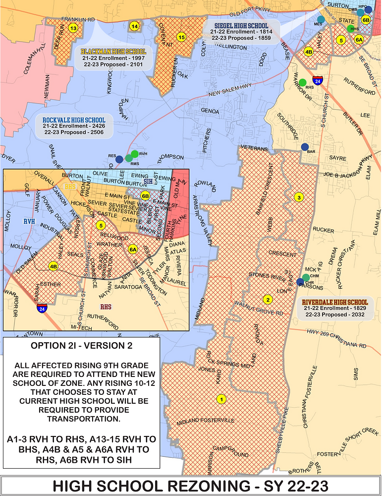 Rezoning plan to affect students at four Rutherford County Schools