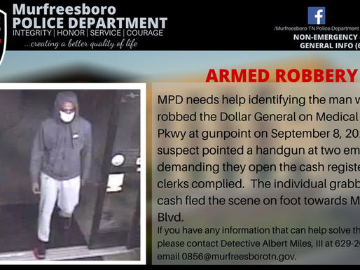 Murfreesboro PD Need Help in Robbery Case