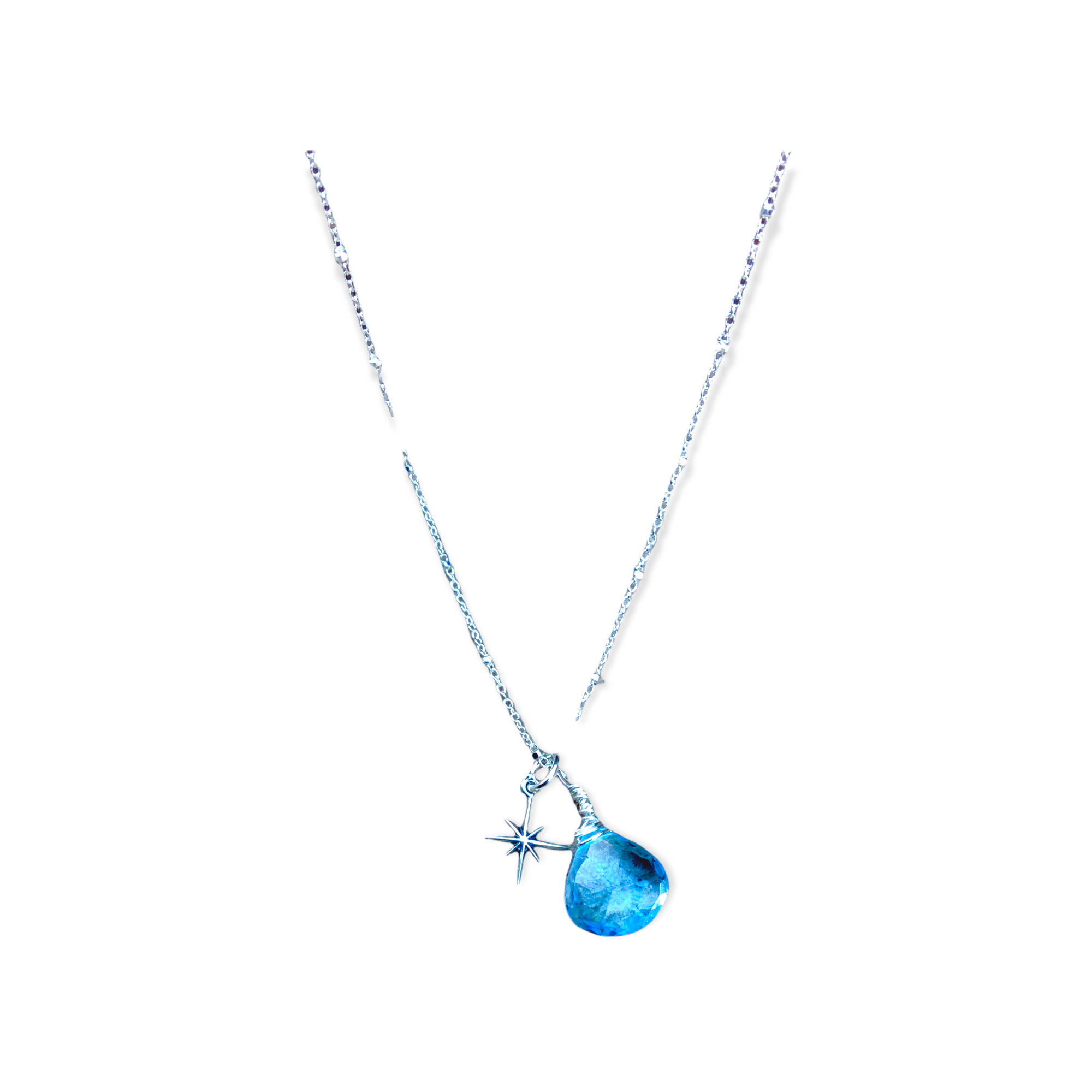 North Star Baby Blue Topaz Necklace