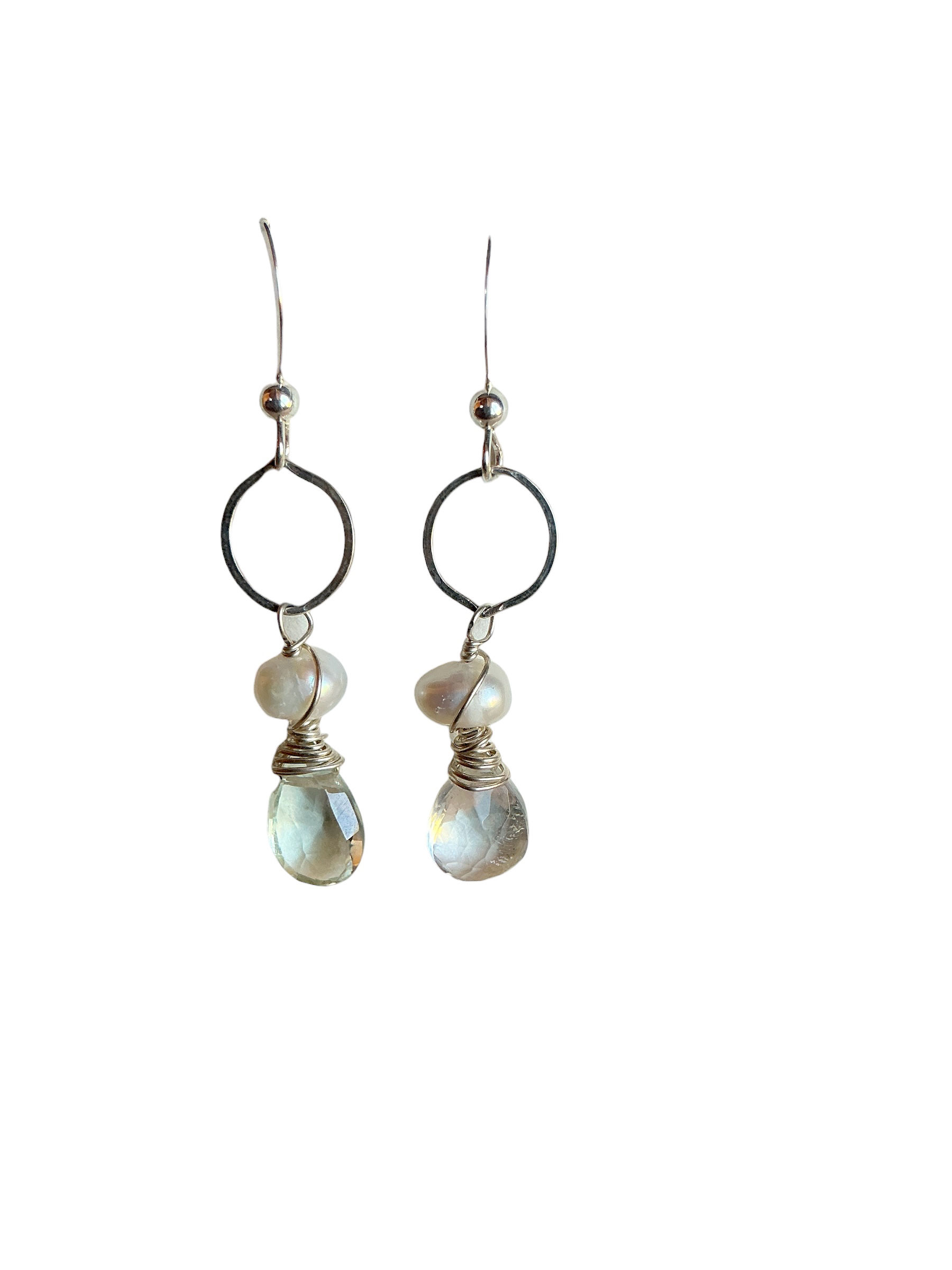 Right as Rain Prasiolite & Pearl Earrings