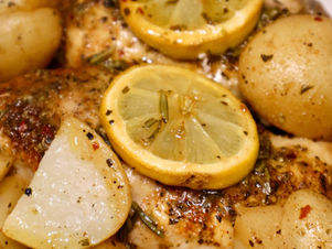 Sheet Pan Lemon Mediterranean Chicken