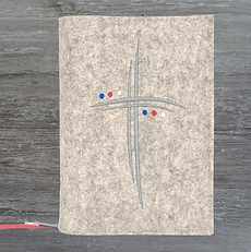 Wosadnik Wosadnikhülle Beige meliert Kreuze Punkte Sorbisch Erstkommunion Kommunion swjate woprawjene