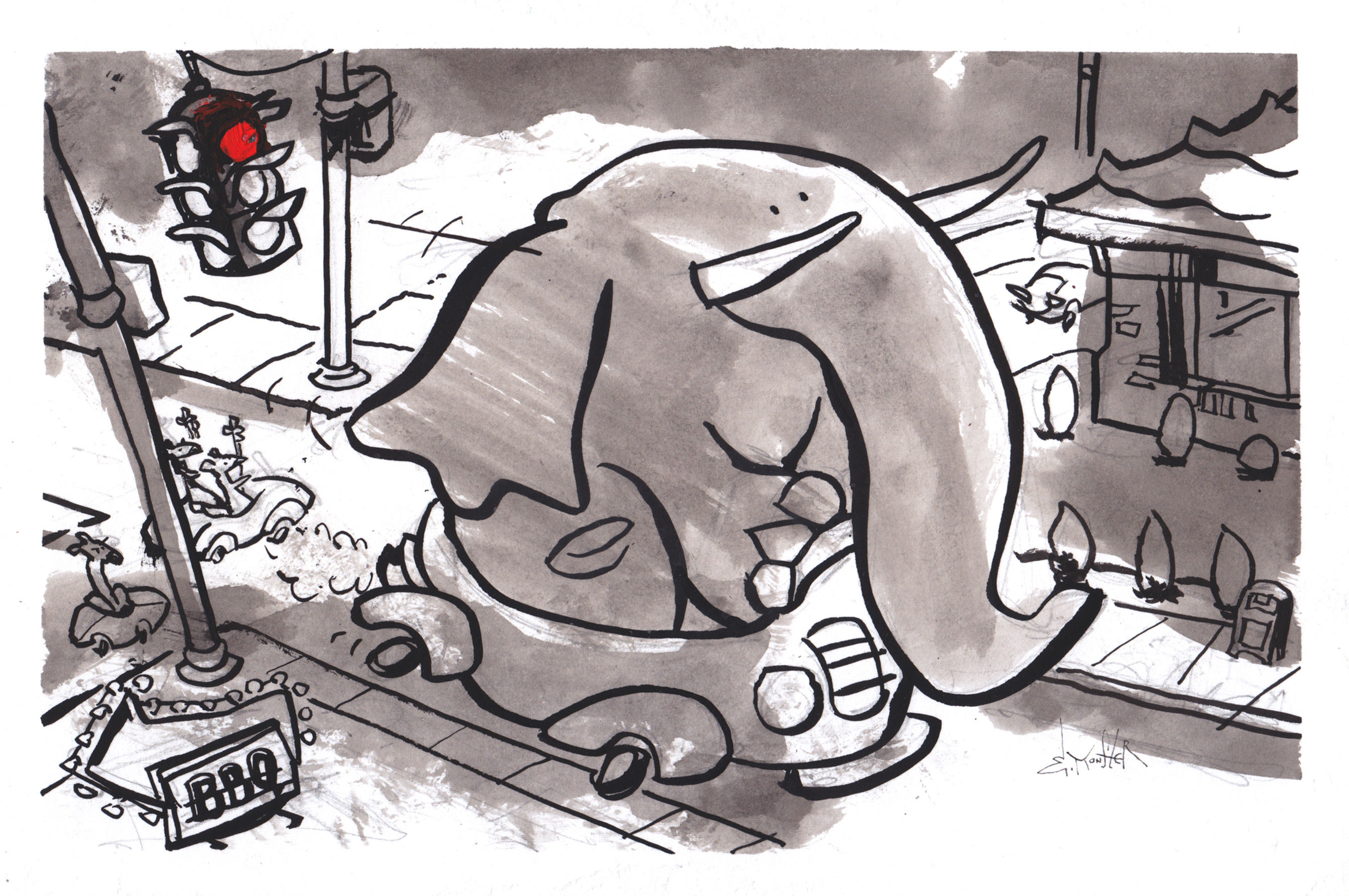 Elephant Running a Red Light