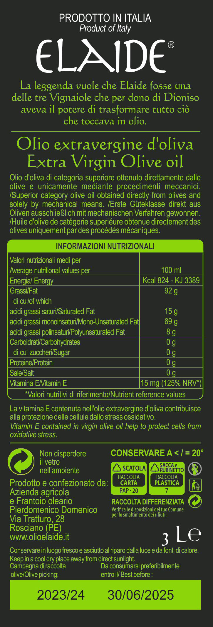 Miniatura: Olio extravergine di oliva Intenso bag in box 3lt