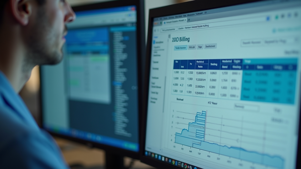 Close-up view of a computer screen showing medical billing software